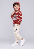 Toddler Red Striped Hoodie & Cream Joggers Co-Ord