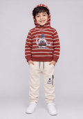 Toddler Red Striped Hoodie & Cream Joggers Co-Ord