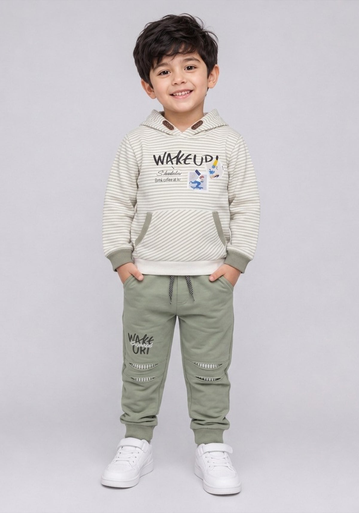 Pista "WAKE UP!" Striped Hoodie & Joggers Co-Ord Set
