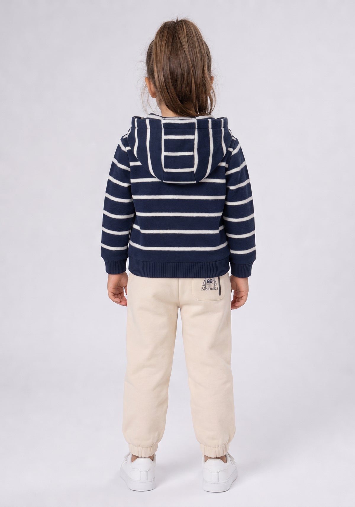 Toddler Navy Striped Hoodie & Cream Joggers Co-Ord Set