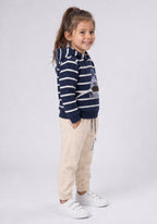 Toddler Navy Striped Hoodie & Cream Joggers Co-Ord Set