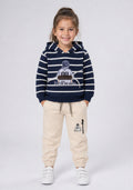 Toddler Navy Striped Hoodie & Cream Joggers Co-Ord Set