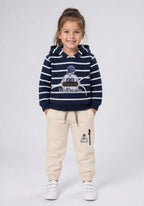 Toddler Navy Striped Hoodie & Cream Joggers Co-Ord Set
