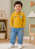 Toddler Yellow Polo Shirt & Denim Jeans Co-Ord Set