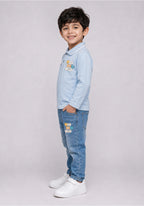 Toddler Light Blue Polo Shirt & Denim Jeans Co-Ord Set