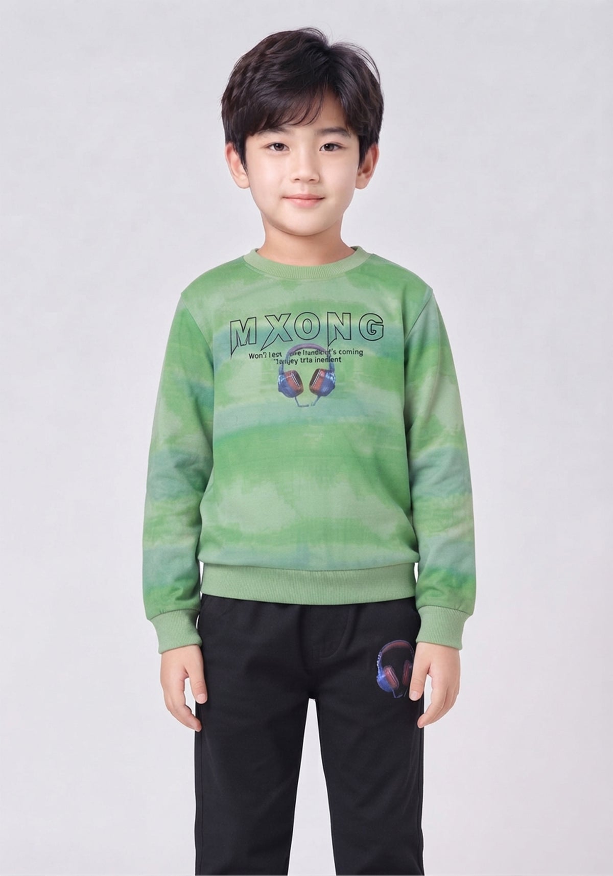 Toddler Green Graphic Sweatshirt and Black Trouser Set