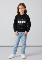Girls Black Imported Rabbit Wool Sweater