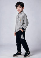 Toddler Printed Zip Top and Contrast Joggers Set