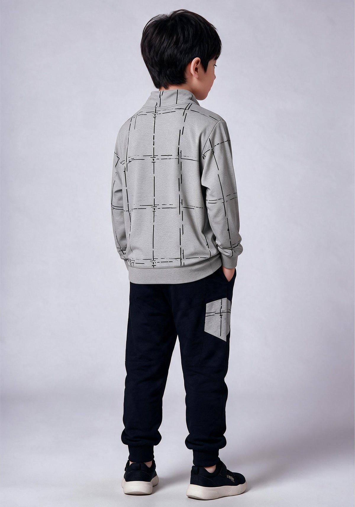 Toddler Printed Zip Top and Contrast Joggers Set