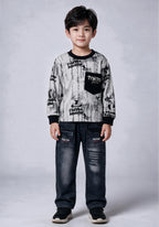 Toddler Printed Sweatshirt & Denim Jeans Set