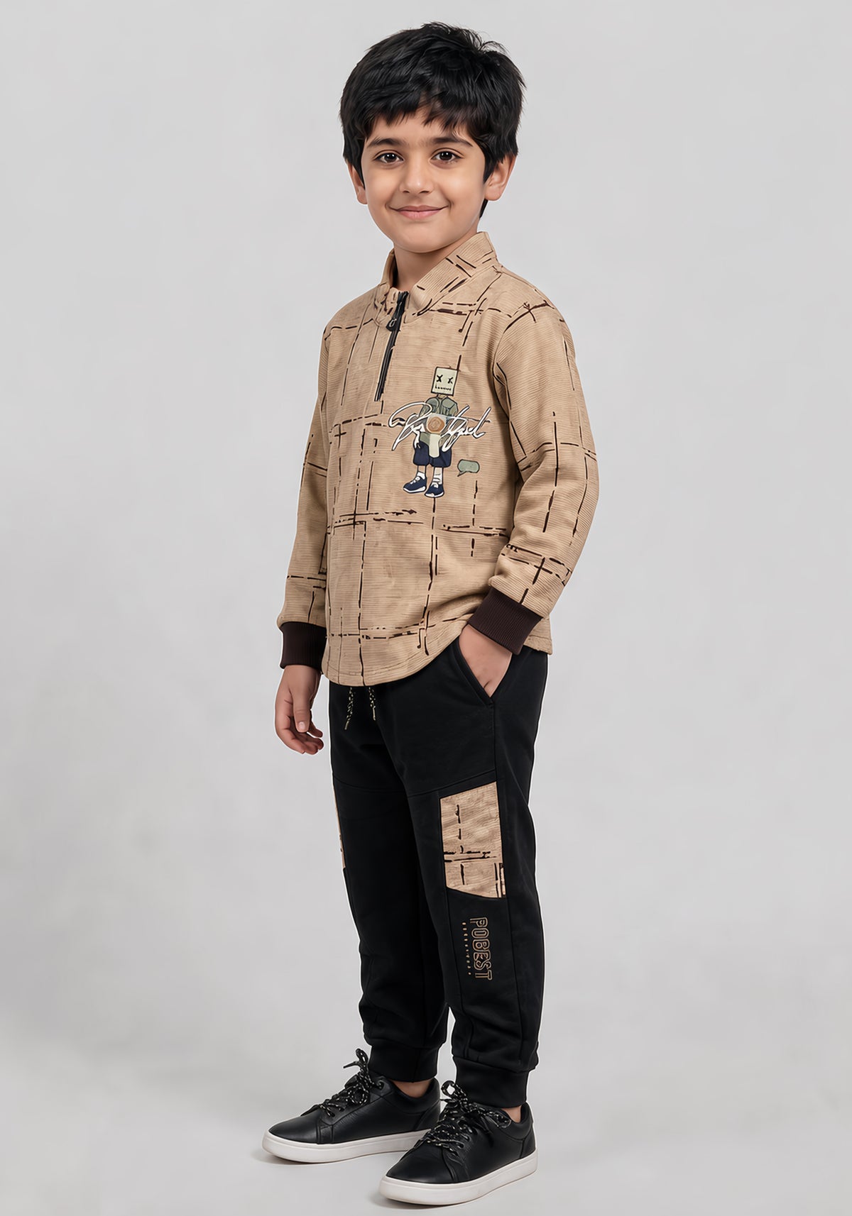 Toddler Zip-Up Shirt & Black Joggers Co-Ord Set