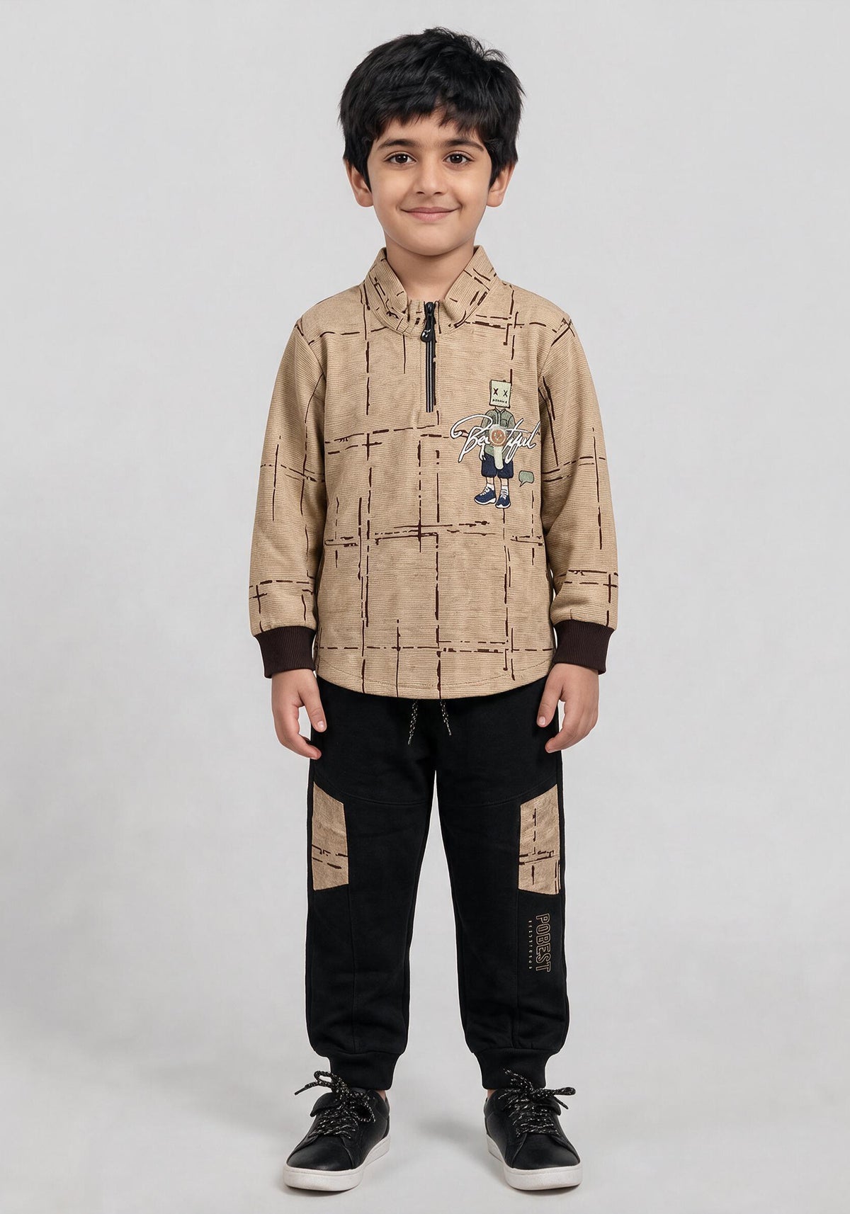 Toddler Zip-Up Shirt & Black Joggers Co-Ord Set