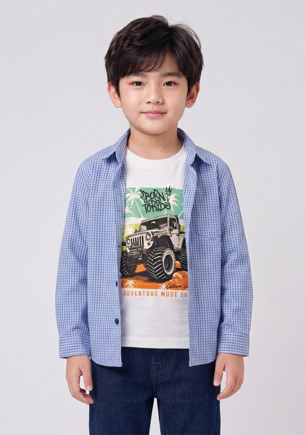 Boys Jeep Graphic Inner With Button-Down Shirt